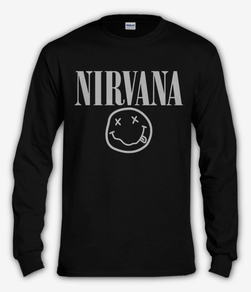 Polera manga larga Negro de Nirvana - Smile