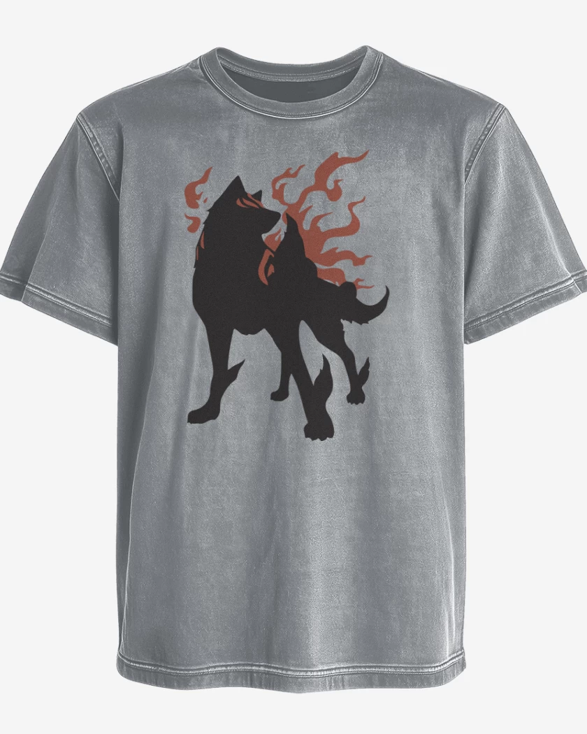 Polera desgastada Gris Melange de Okami - Amaterasu