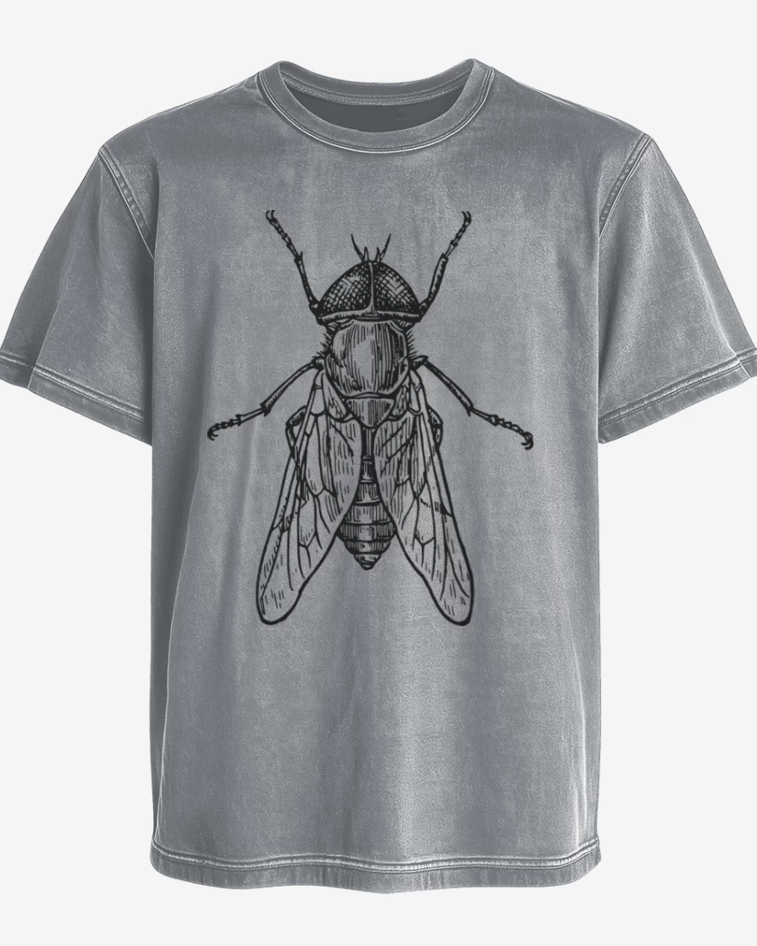Polera desgastada Gris Melange de mosca