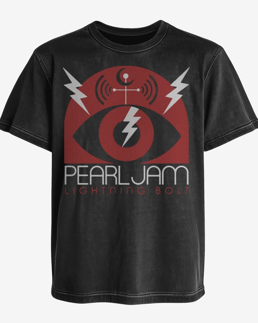 Polera desgastada Negro de Pearl Jam - Lightning BolT