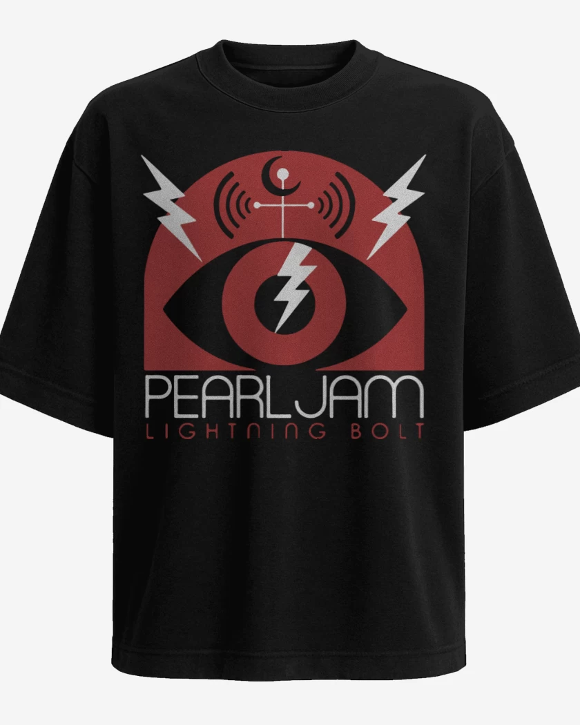 Polera Oversize Negro de Pearl Jam - Lightning BolT