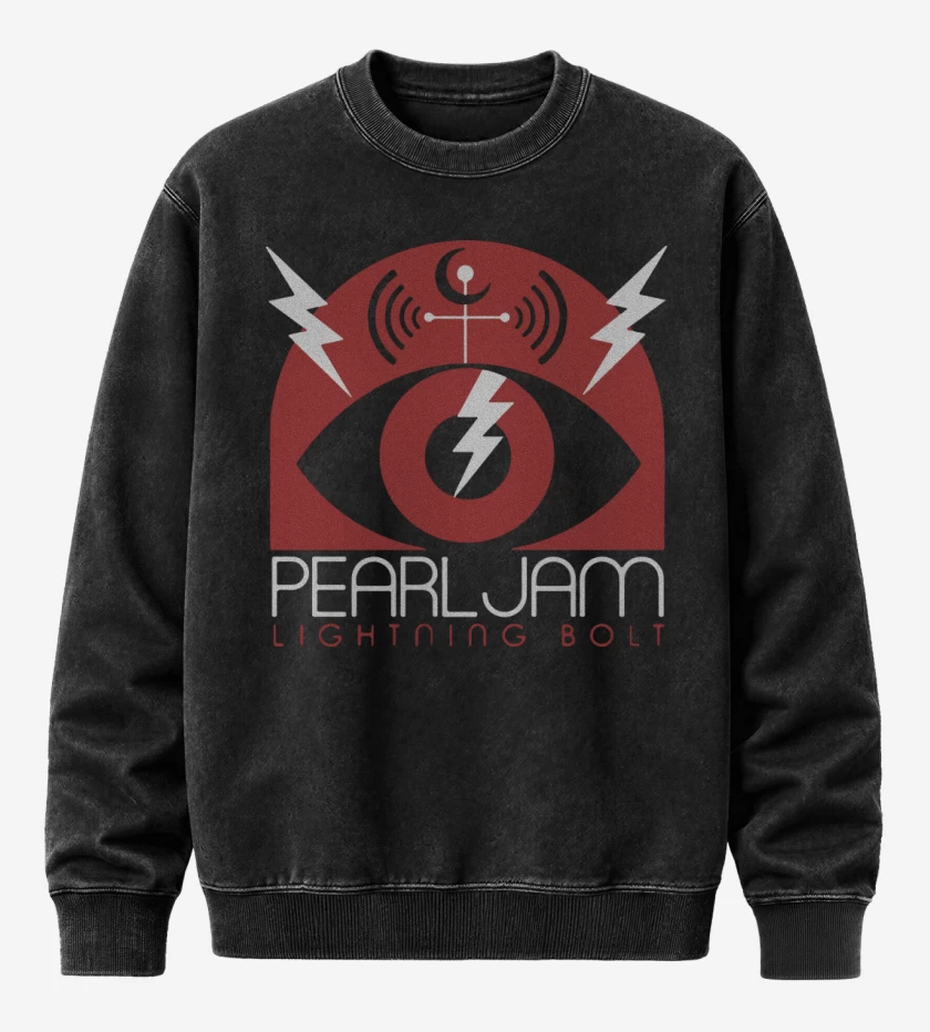 Poleron Polo Acid Wash Negro de Pearl Jam - Lightning BolT
