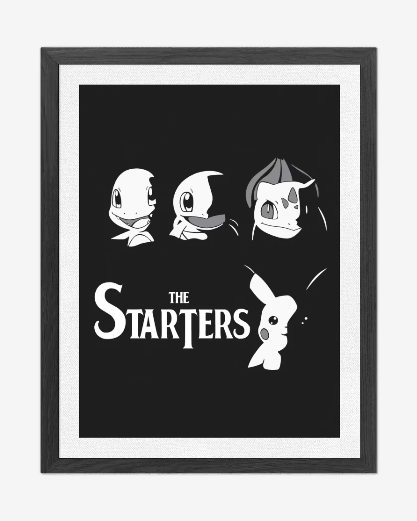 Cuadro decorativo Negro de Pokemon - The Starters