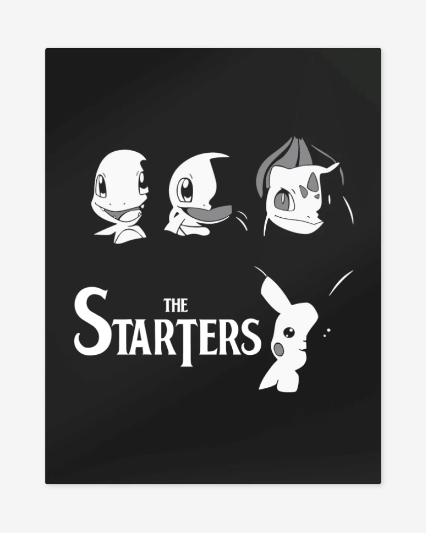 Print metalico Negro de Pokemon - The Starters