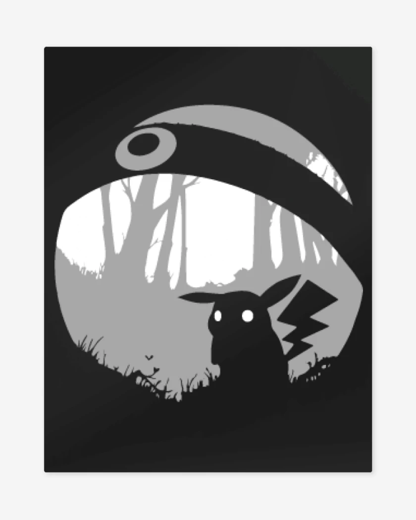 Print metalico Negro de Pokemon - Pikachu Limbo