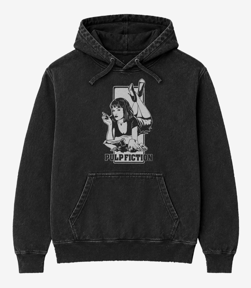 Poleron Canguro Acid Wash Negro de Pulp Fiction - 2