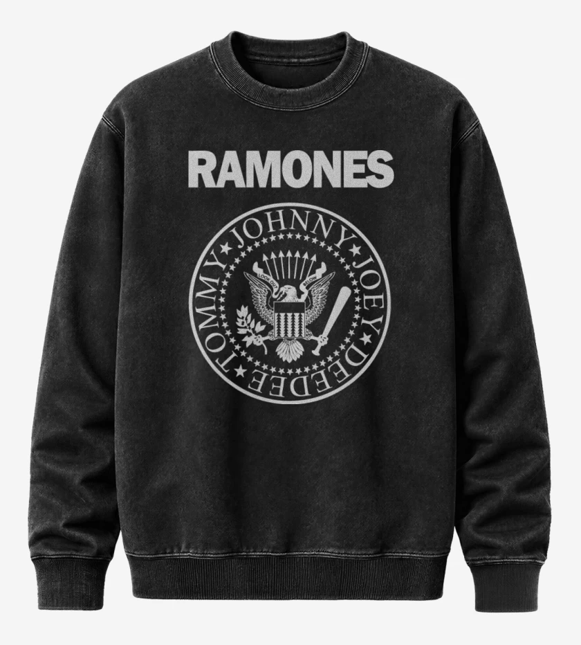 Poleron Polo Acid Wash Negro de Ramones