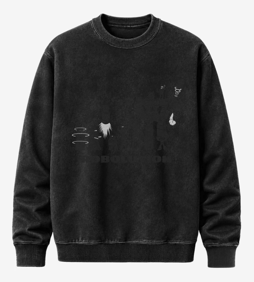 Poleron Polo Acid Wash Negro de Robolution