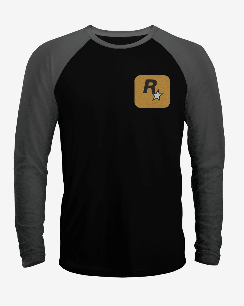 Polera Raglan Negro / Negro Heather de Rockstar - Logo