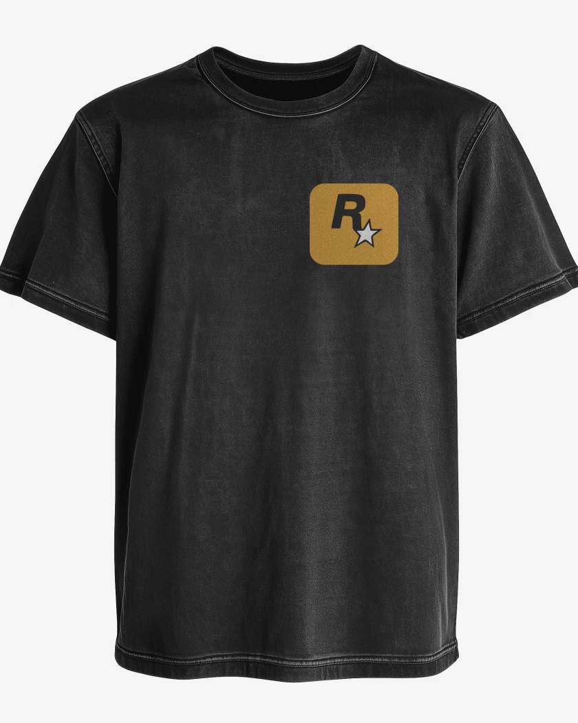 Polera desgastada Negro de Rockstar - Logo