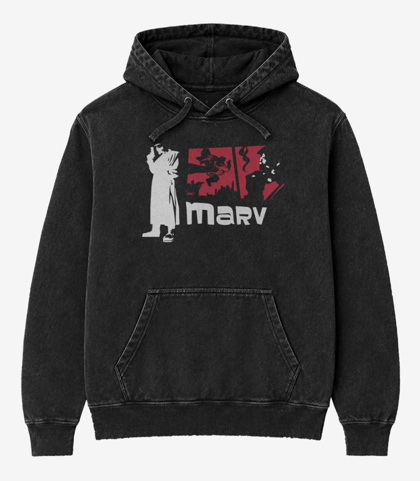 Poleron Canguro Acid Wash Negro de Sin City - Marv