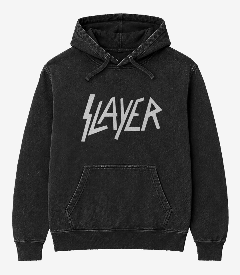 Poleron Canguro Acid Wash Negro de Slayer - Logo