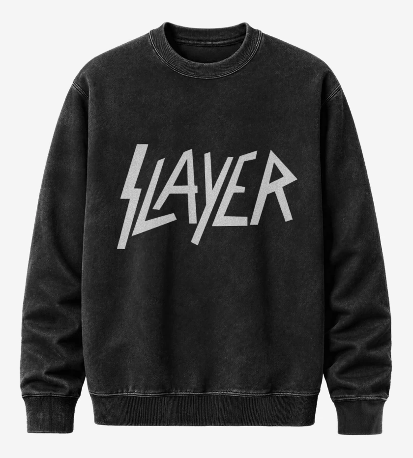 Poleron Polo Acid Wash Negro de Slayer - Logo
