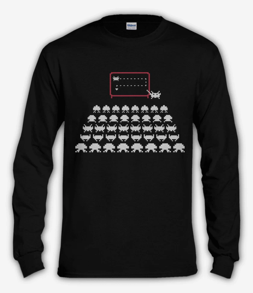 Polera manga larga Negro de Space Invaders
