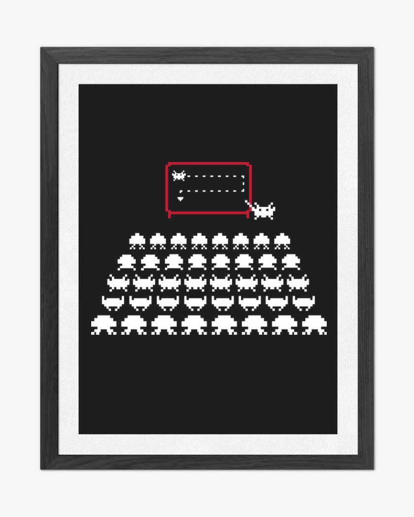 Cuadro decorativo Negro de Space Invaders