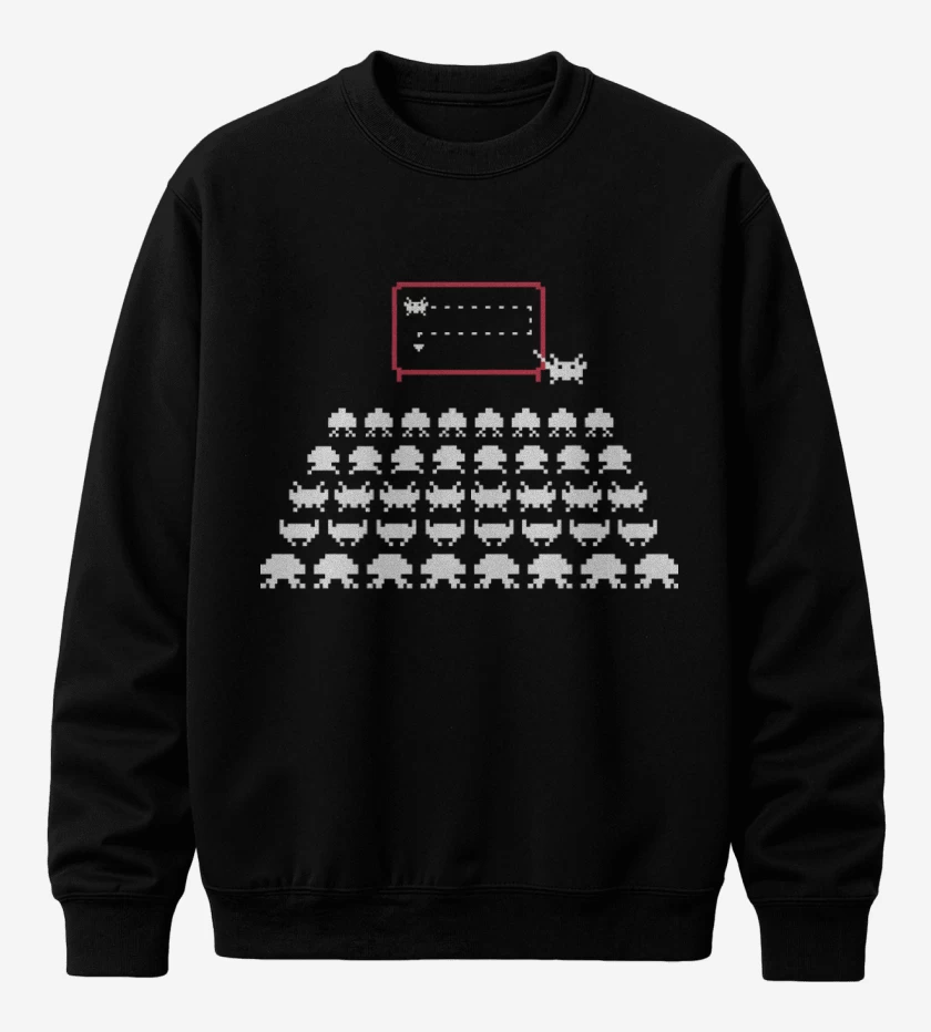 Poleron polo Negro de Space Invaders