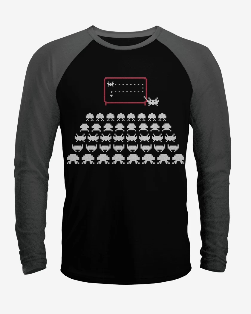 Polera Raglan Negro / Negro Heather de Space Invaders