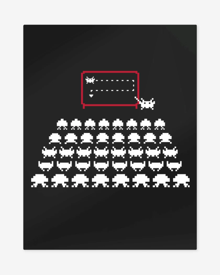 Print metalico Negro de Space Invaders