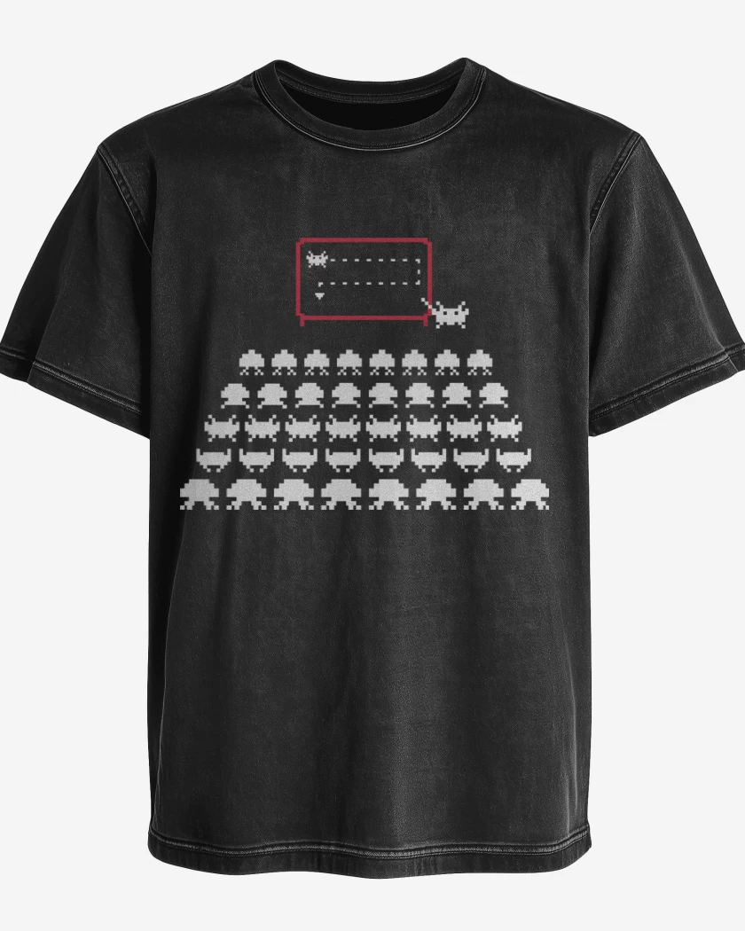 Polera desgastada Negro de Space Invaders