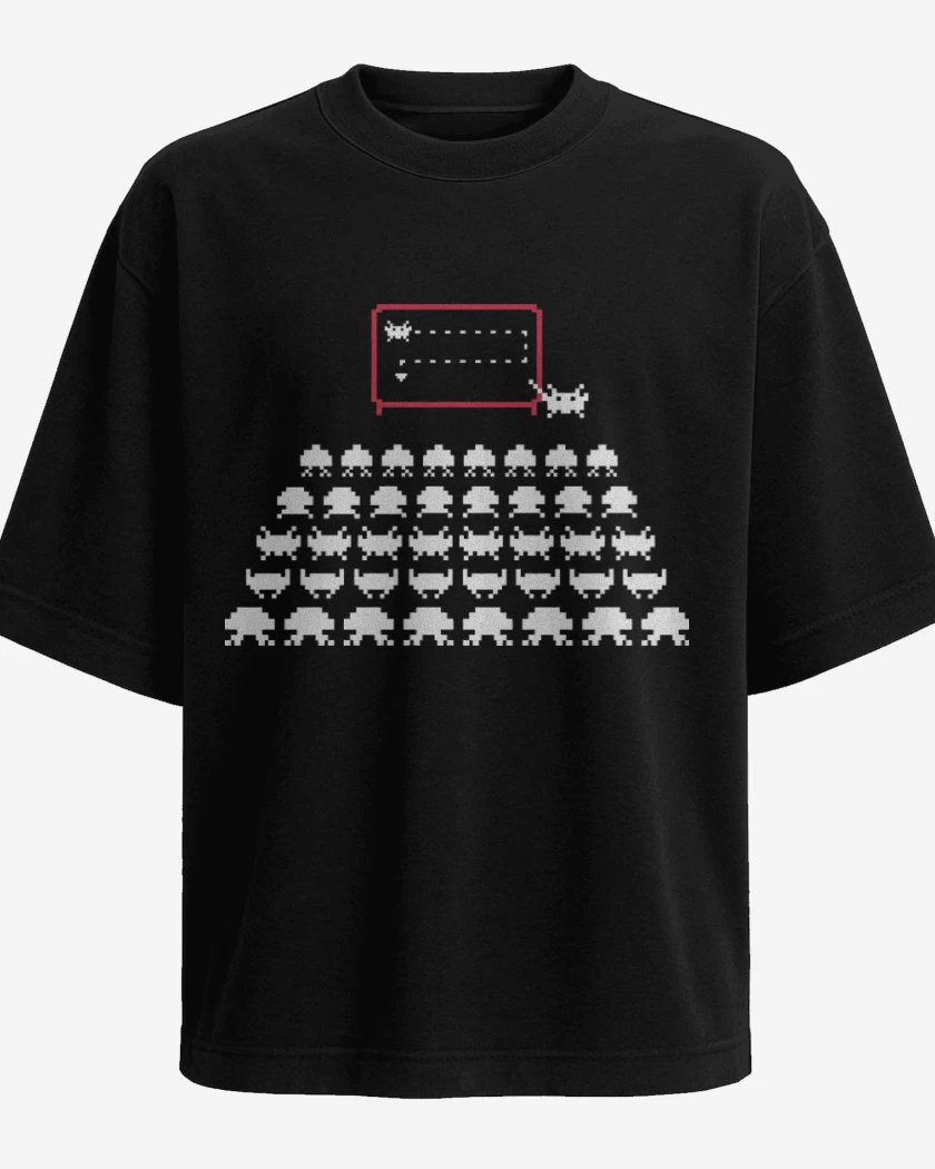 Polera Oversize Negro de Space Invaders