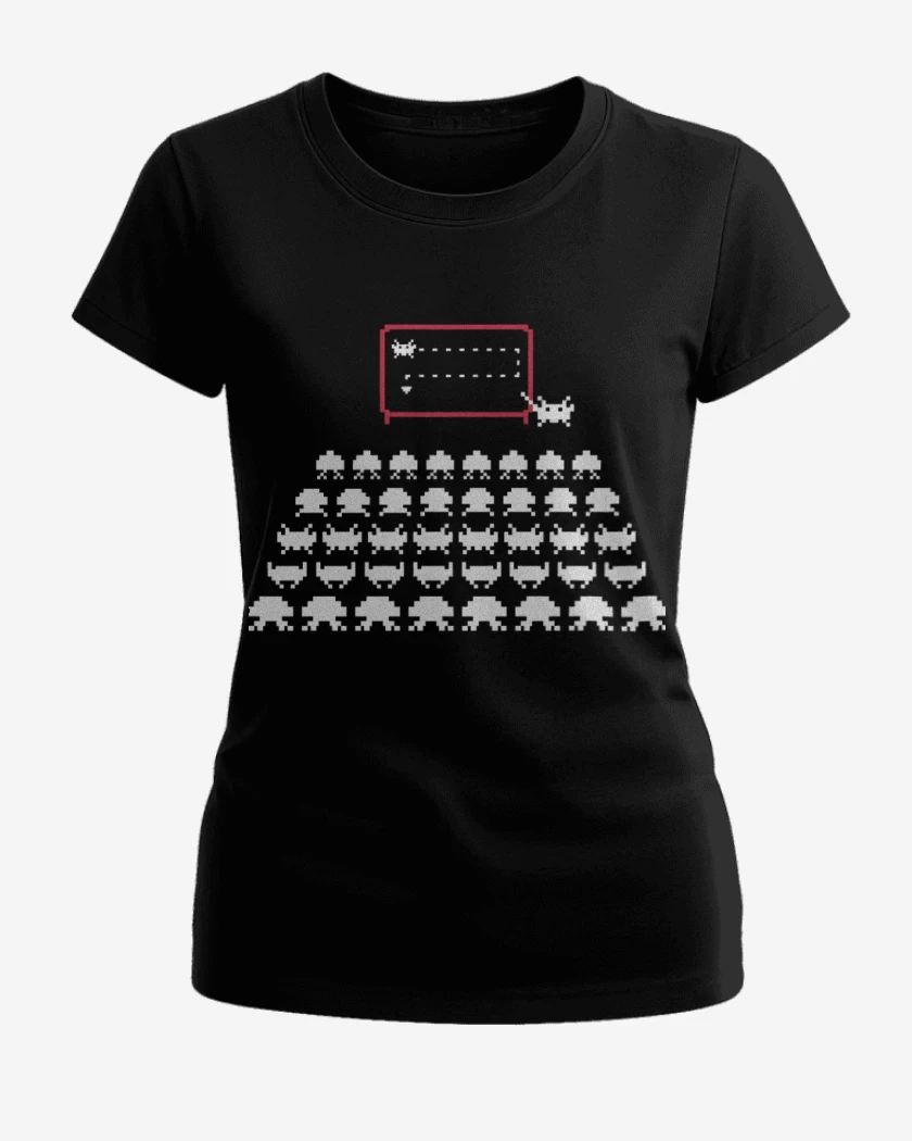 Polera de Mujer Negro de Space Invaders