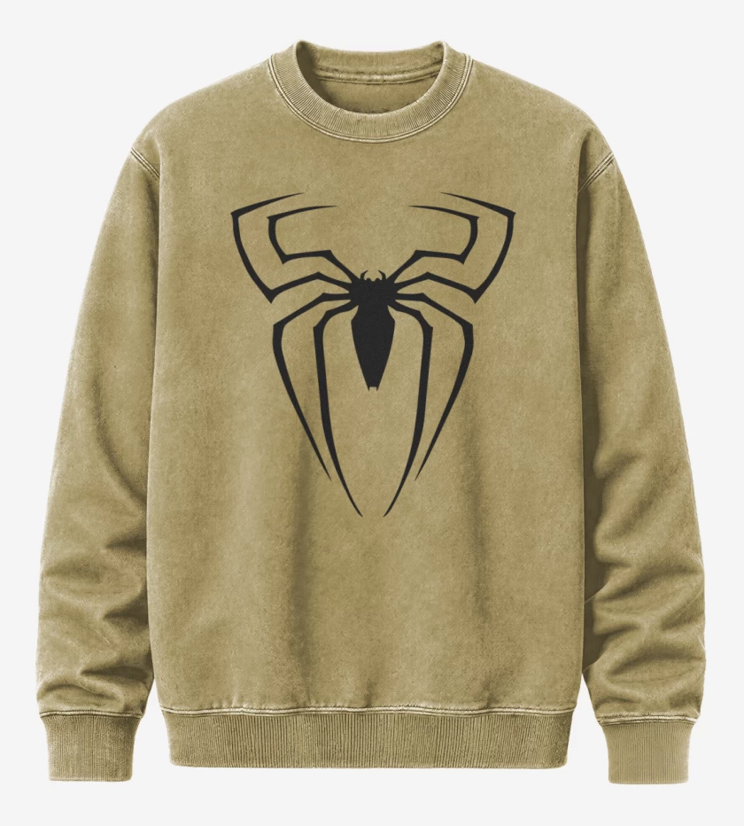 Poleron Polo Acid Wash Beige de Araña Logo