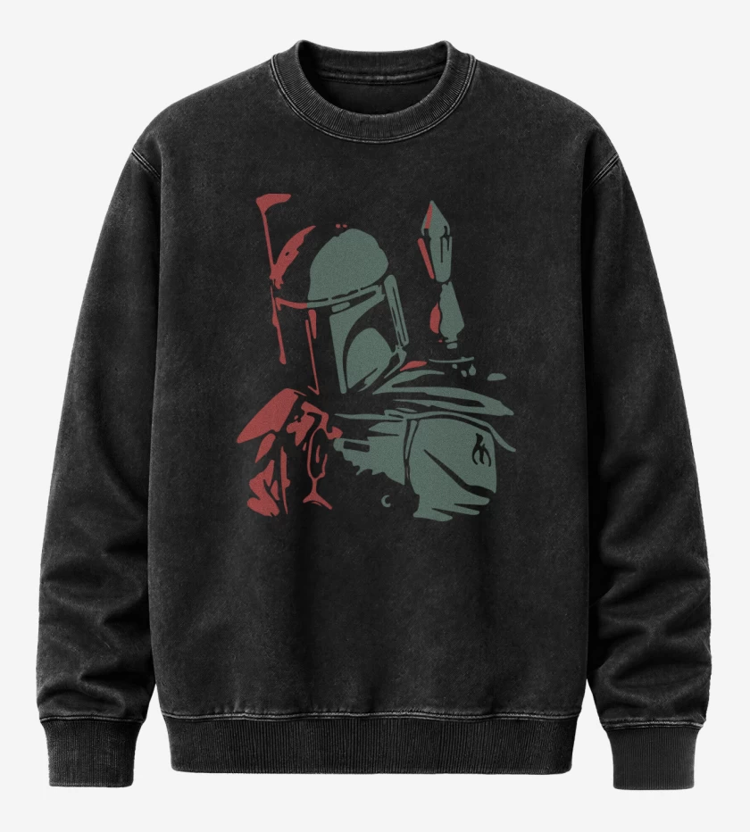 Poleron Polo Acid Wash Negro de Star Wars - Boba Fett