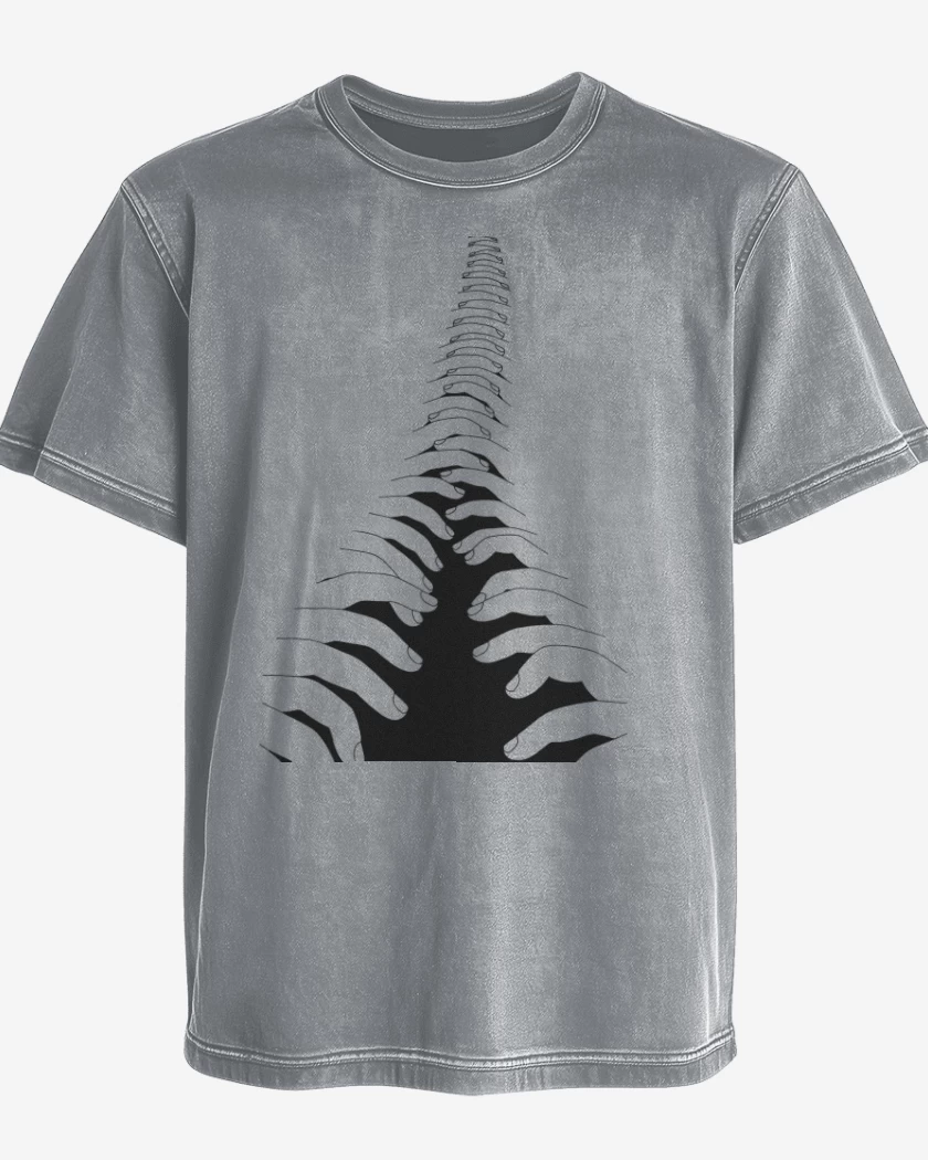 Polera desgastada Gris Melange de cierre