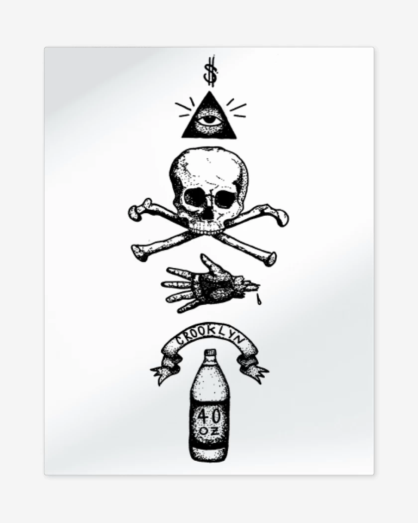 Print metalico Blanco de Puntillismo