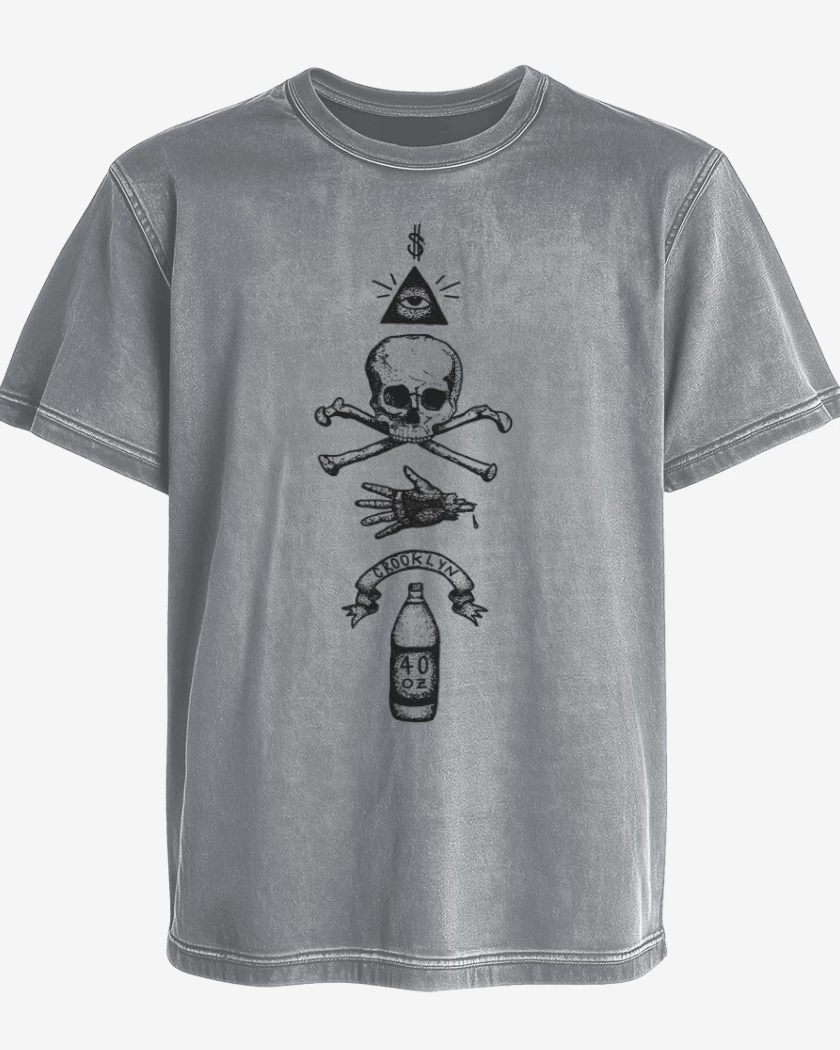 Polera desgastada Gris Melange de Puntillismo