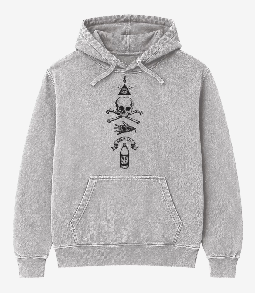 Poleron Canguro Acid Wash Gris Melange de Puntillismo