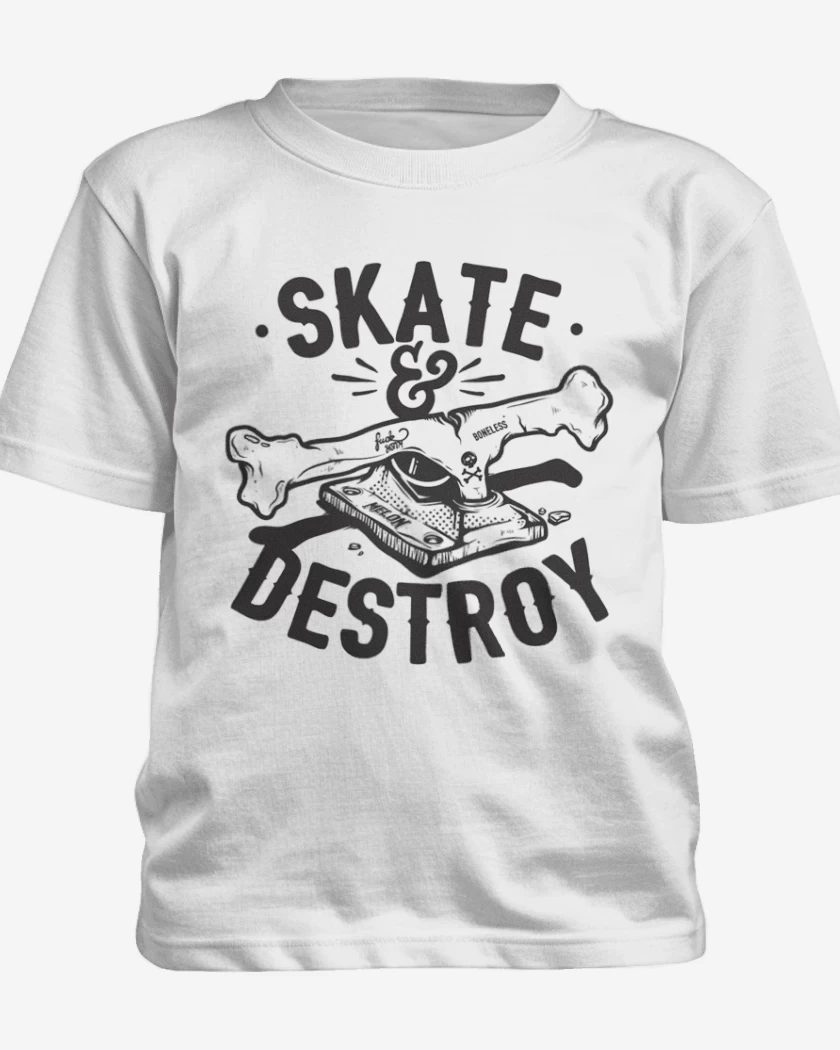 Polera de niño Blanco de Skate Destroy