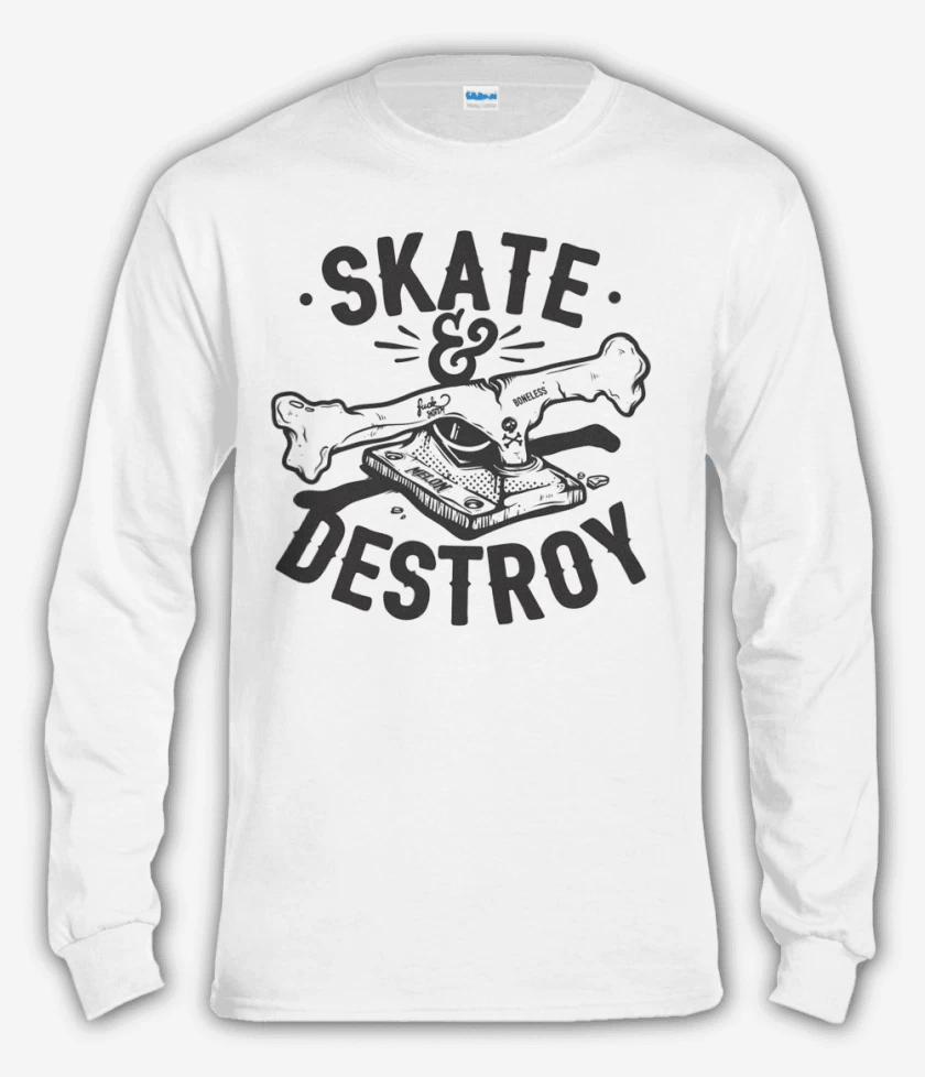 Polera manga larga Blanco de Skate Destroy