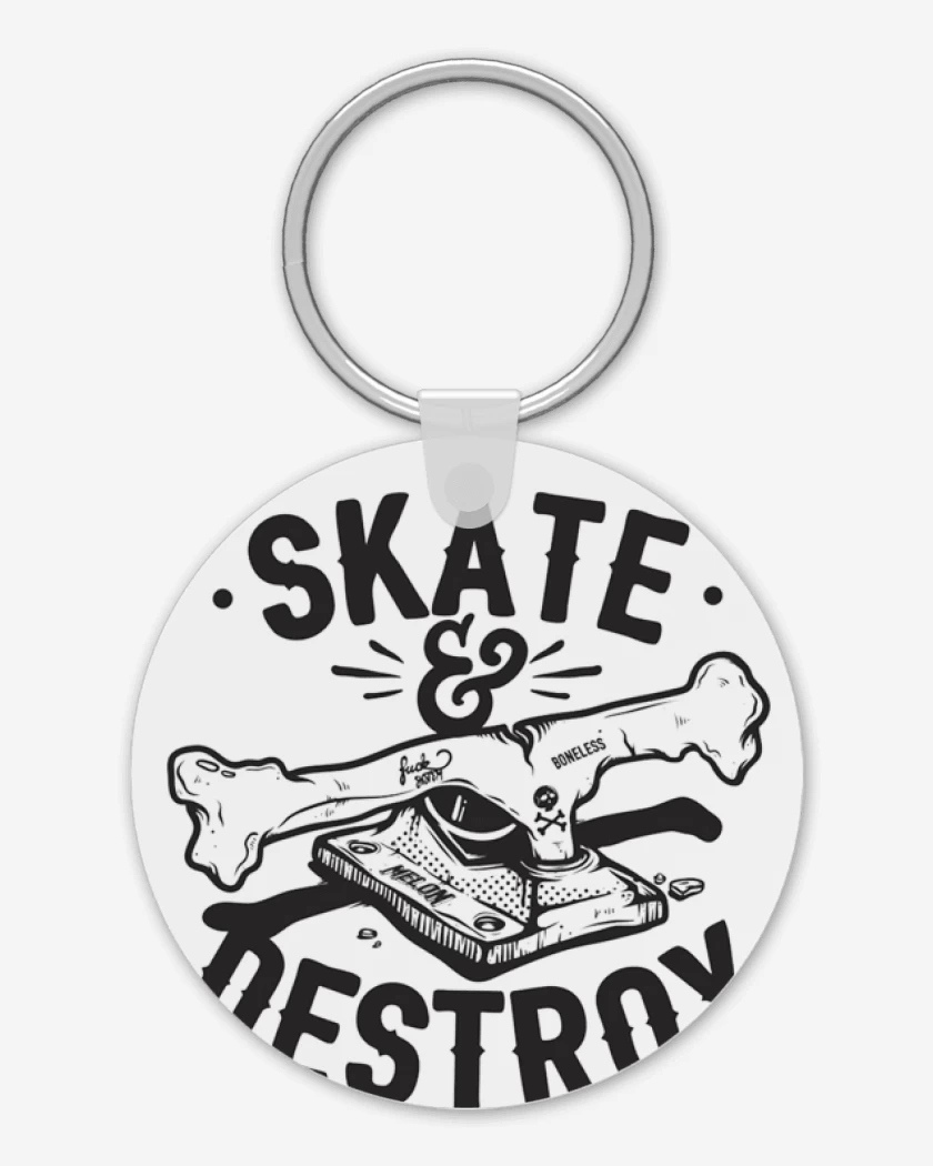 Llavero Blanco de Skate Destroy