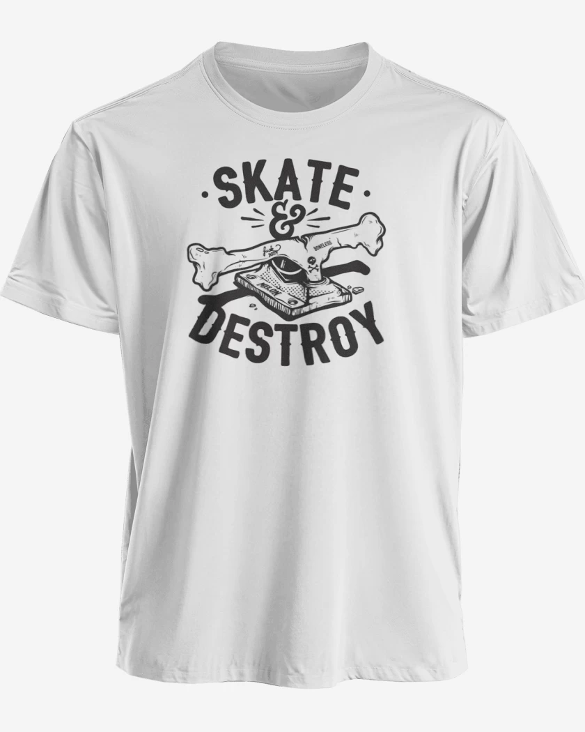 Polera premium Blanco de Skate Destroy