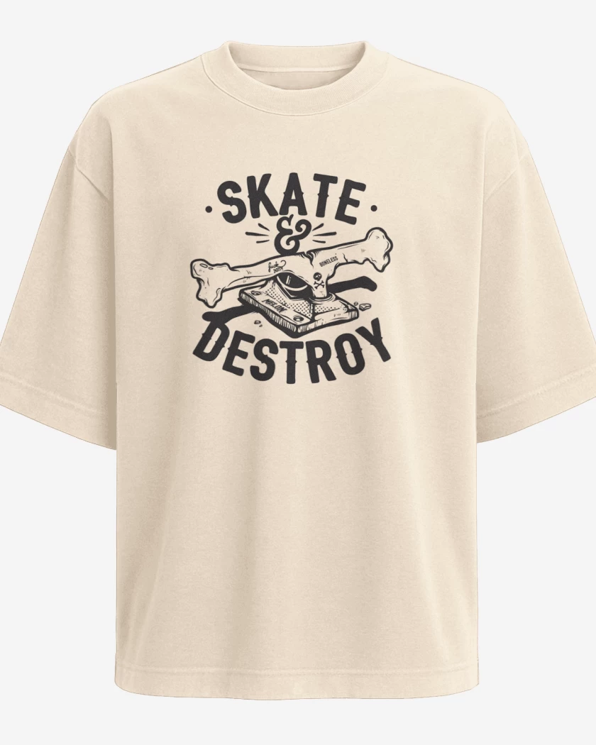 Polera Oversize Beige de Skate Destroy