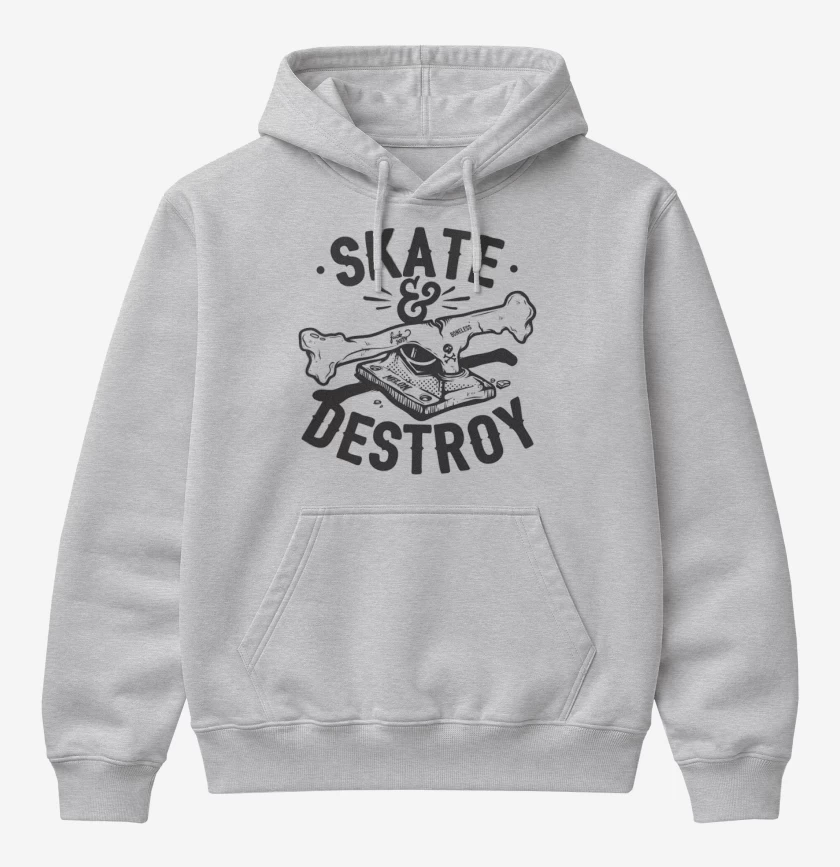 Poleron Canguro básico Gris Melange de Skate Destroy