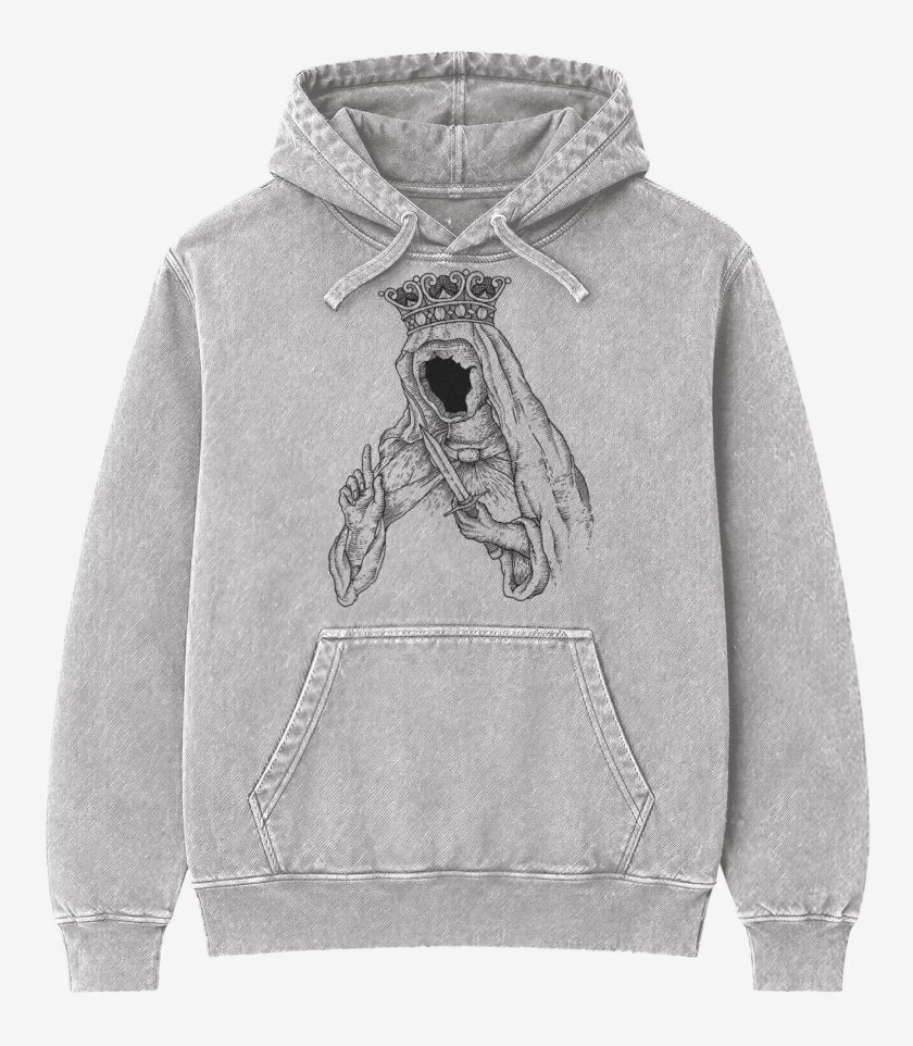 Poleron Canguro Acid Wash Gris Melange de Virgen