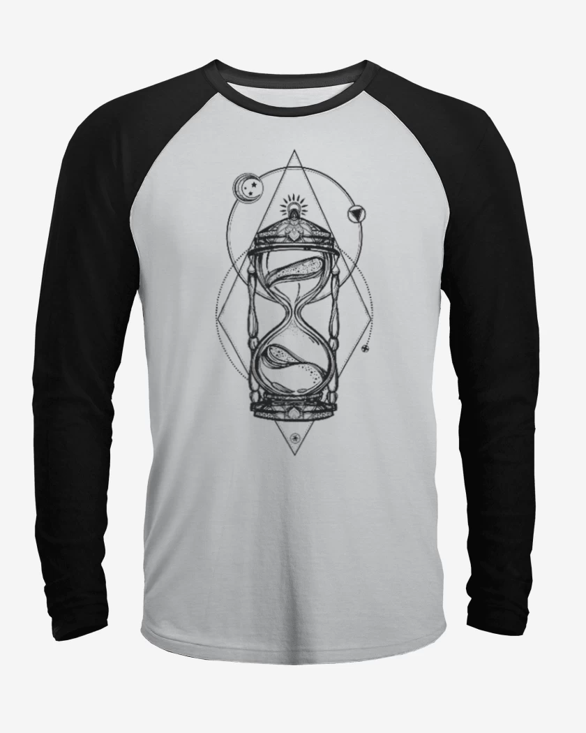 Polera Raglan Blanco / Negro de Reloj de arena