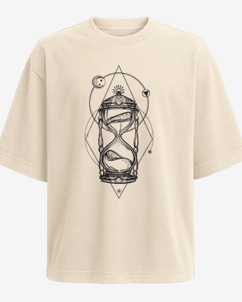 Polera Oversize Beige de Reloj de arena