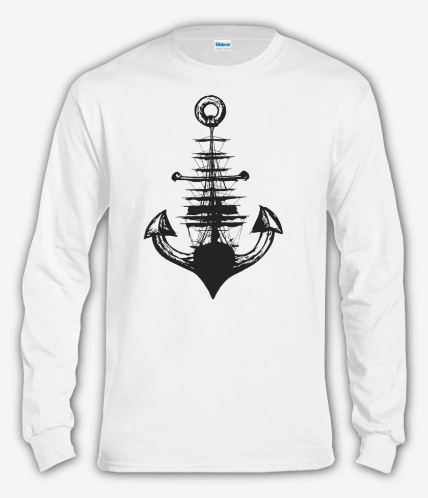 Polera manga larga Blanco de Barco ancla