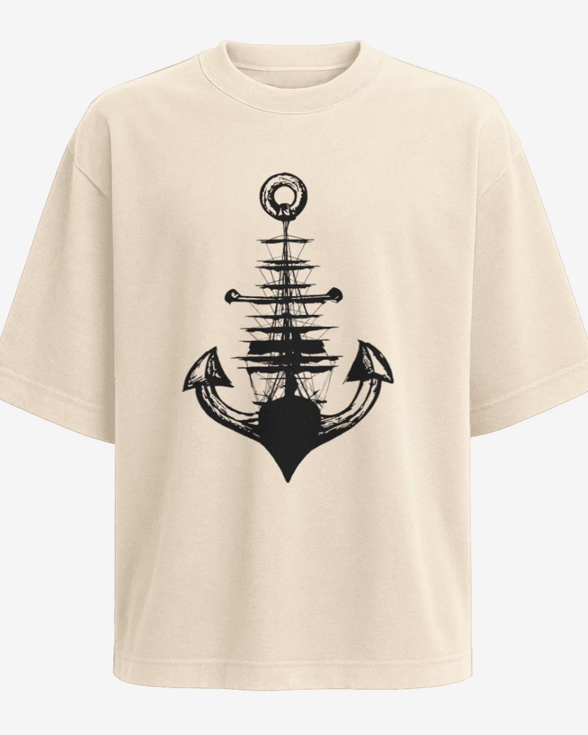 Polera Oversize Beige de Barco ancla