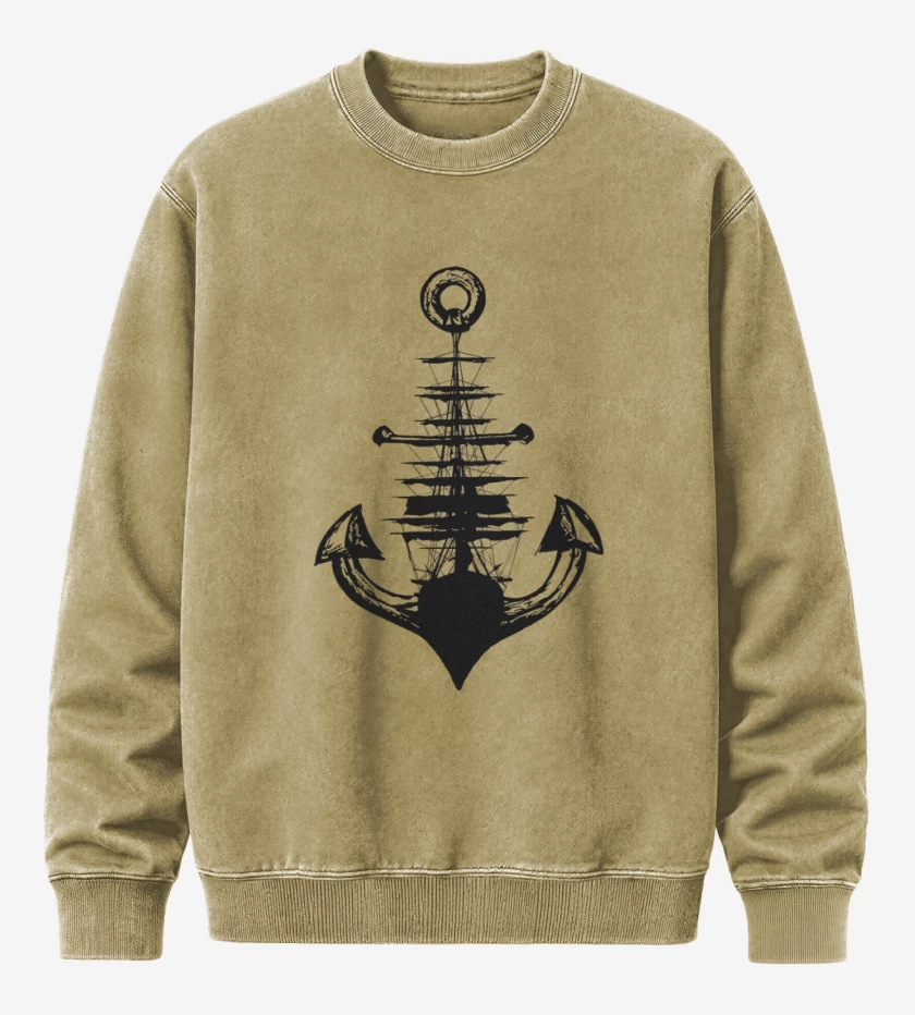 Poleron Polo Acid Wash Beige de Barco ancla