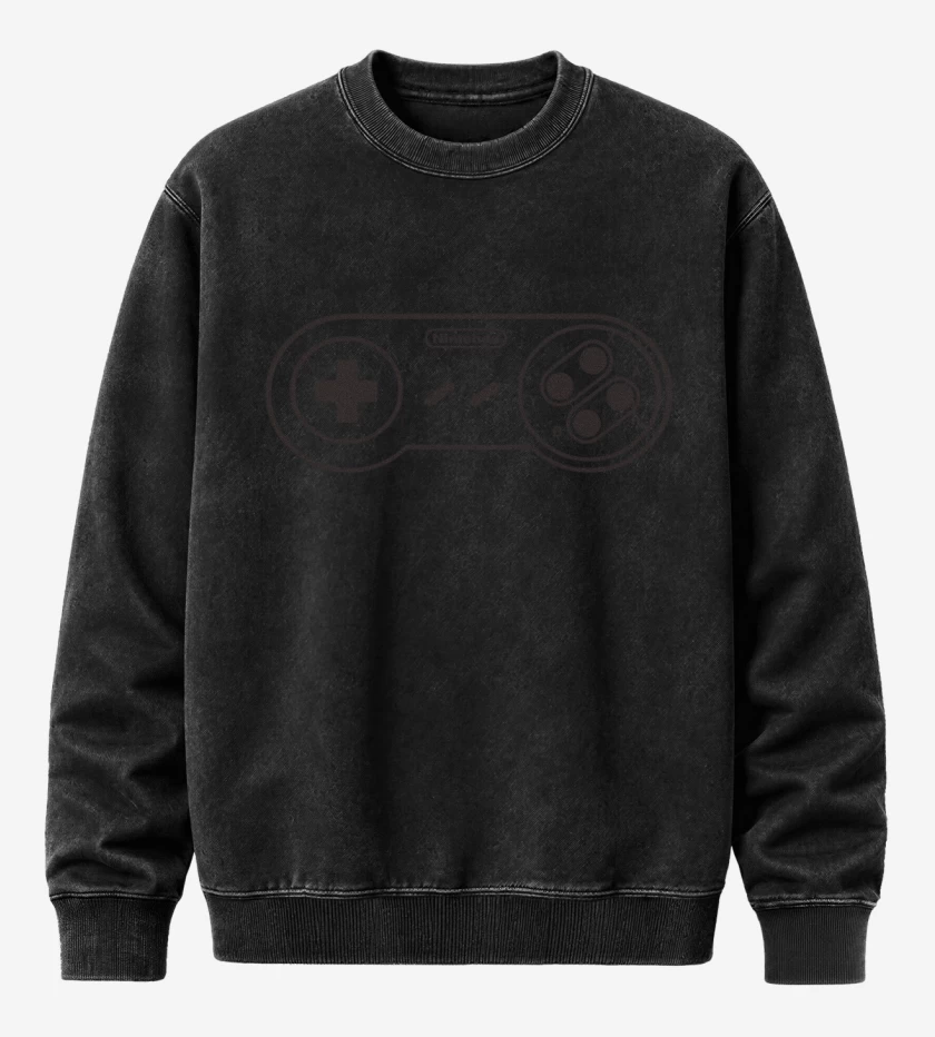 Poleron Polo Acid Wash Negro de Super Nintendo - Joystick