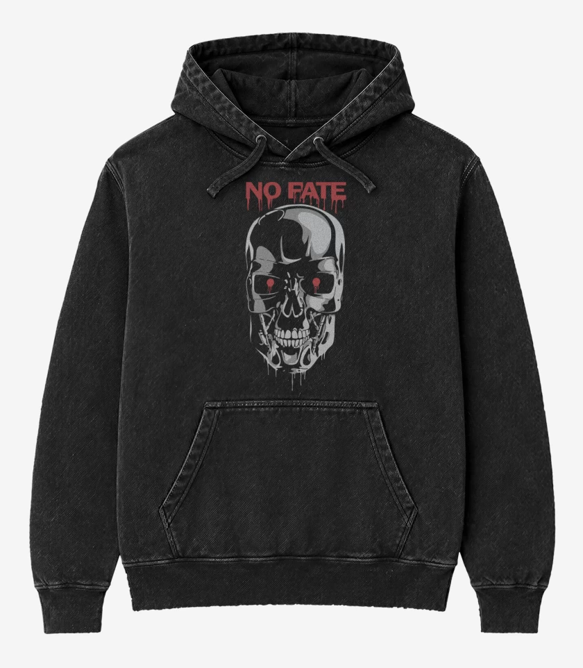 Poleron Canguro Acid Wash Negro de Terminator No Fate
