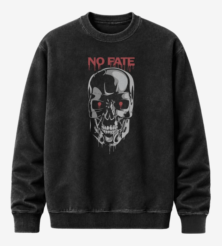 Poleron Polo Acid Wash Negro de Terminator No Fate