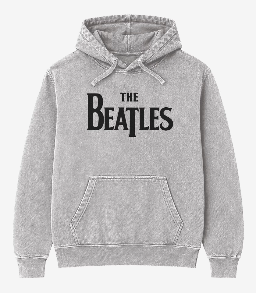 Poleron Canguro Acid Wash Gris Melange de The Beatles