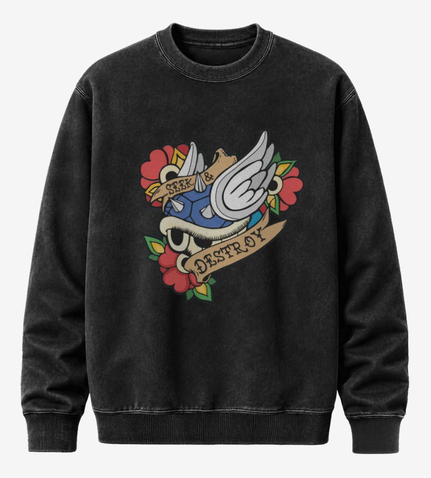 Poleron Polo Acid Wash Negro de Seek and destroy