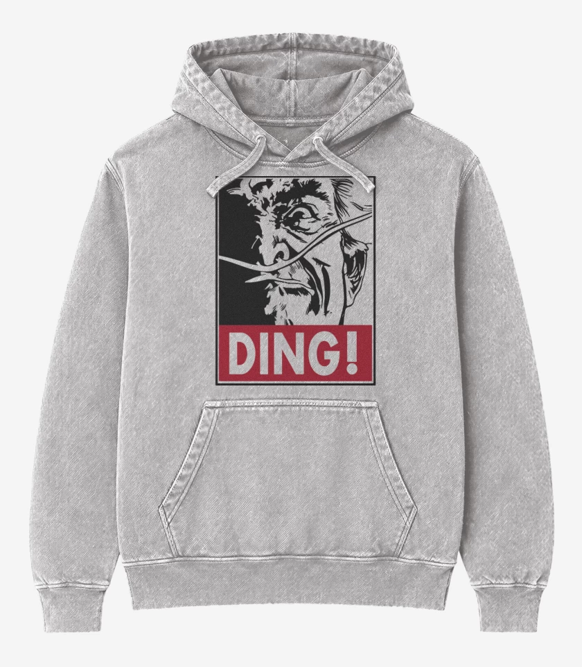 Poleron Canguro Acid Wash Gris Melange de Ding