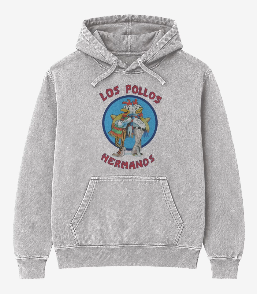 Poleron Canguro Acid Wash Gris Melange de Los pollos hermanos
